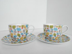 ●キャス・キッドソン　cath kidston leaf autumn colours ペア カップ＆ソーサー リーフ オータム カラー