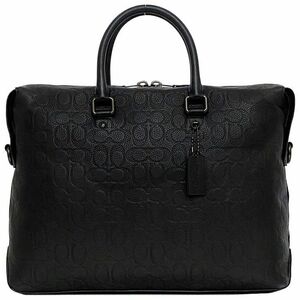 コーチ ビジネスバッグ ブラック シグネチャー C0244 美品 チャーム付 レザー 中古 COACH 書類 メンズ