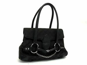 1円 GUCCI グッチ 120982 ホースビット GG柄 GGキャンバス×レザー トートバッグ ハンドバッグ ショルダー 肩掛け ブラック系 FE4713