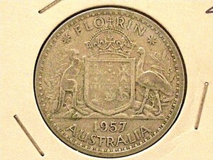 ◆オーストラリア◆１フローリン(FLORIN)銀貨■1957年/Australia 1957 1FLORIN ElizabethⅡ silver coin