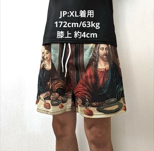 処分価格★JP:XL★ダヴィンチ 最後の晩餐 涼しいメッシュショーツ ハーフパンツ バスパン 短パン 検)シュプリーム supreme ワコマリア