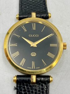 GUCCI グッチ シェリーライン 2000M ブラック QZ クオーツ 黒文字盤 GP 腕時計 メンズ ラウンド ブランド 動作保証なし m241114-4