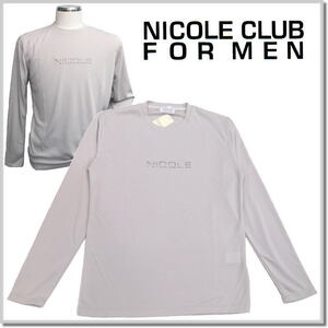 ニコルクラブフォーメン NICOLE CLUB FOR MEN ロゴ刺繍長袖Tシャツ 4464-9100-19(ライトグレー)-48(L) ロンT カットソー