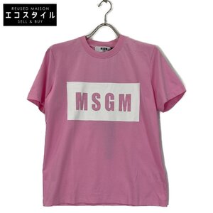 MSGM エムエスジーエム ピンク フロントラバーロゴ カットソー ピンク S トップス コットン メンズ 中古