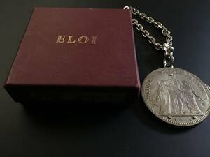 1875年5フランヴィンテージシルバーコイン Eloi エロアペルネ社製品　英雄 自由 平等 女神 　ヘラクレス　2丁ナイフ　ハンドメイド