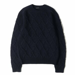 PRADA プラダ ニット サイズ:48 20AW ダイヤ ケーブル編み ウール ニットセーター UMB092 S202 プルオーバー ダークネイビー イタリア製