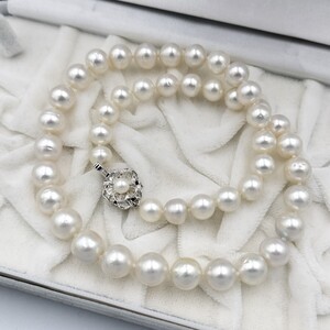 【テリ抜群!!】白蝶真珠 シロチョウ パール ネックレス 8mm〜10mm 46cm SILVER 刻印 51.9g 本真珠 jewelry pearl necklace 入手困難