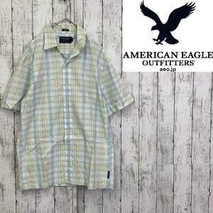 AMERICAN EAGLE OUTFITTERS★アメリカンイーグルアウトフィッターズ★メンズ 半袖 コットン チェック シャツ★サイズXS　9-77