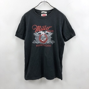 pbi 半袖Tシャツ Miller プリント コットン100％ ブラック サイズM