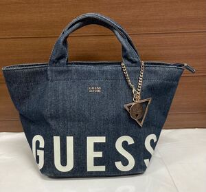 美品 ♪ GUESS ゲス ♪ デニム ハンドバッグ チャーム付 トートバッグ