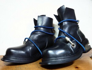 【極美品/ワイヤー黒青付属】BELGIUM製 DIRKBIKKEMBERGS/ビッケンバーグ スチールヒール ワイヤーブーツ 391/2 24.5cm相応 黒 送料無料