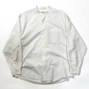 90s Eddie Bauer エディーバウアー スタンドカラー バンド コットン シャツ ビンテージ usa old 白タグ ブロード オックスフォード L 80s