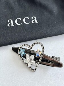 【送料込】acca　アッカ アーモンドクリップ 限定品 　全長6 ブルー×クリア等 　ヘアアクセサリー　ハート　可愛い　 6440243