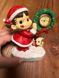 不二家のペコちゃん クリスマス 置時計 シリアルナンバー入り電池新品