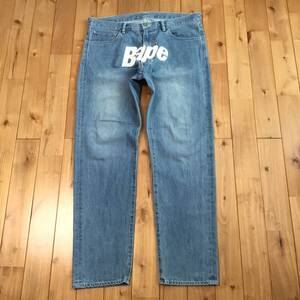 ★XL★ BAPE LOGO Denim Pants a bathing ape デニム パンツ エイプ ベイプ アベイシングエイプ ジーンズ y6875