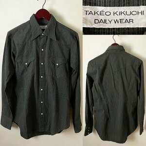 【名作 90s位 国内正規品 日本製】ビンテージ TAKEO KIKUCHI DAILY WEAR タケオキクチ デイリーウエア ストライプ柄 ウエスタン シャツ 2