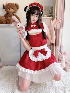 中華風 チャイナ服 メイド服 ロリィタ コスプレ衣装 可愛い セクシー ワンピース ドレス エプロン ロリータ かわいい イベント クリスマス