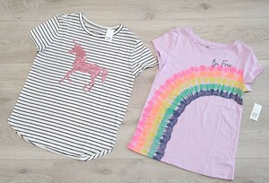 新品★GAPKIDS★変身スパンコール半袖Tシャツ★2枚セット★140cm/Lサイズ/10歳★ギャップキッズ★カットソー/トップス/ボーダー柄/プリント