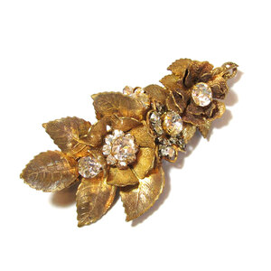 ★Miriam Haskell vintage leaf & flower design brooch