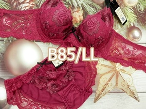 B85041-P B85/LL【1点限り商品】ブラ・ショーツセット ランジェリー インナー 下着 脇高ブラジャー ハーフレースショーツ