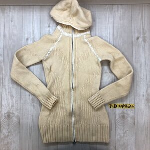 ARMANI EXCHANGE アルマーニエクスチェンジ レディース ニット ダブルジップ フーディー パーカー M ベージュ