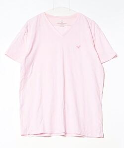 「American Eagle」 ワンポイント半袖Tシャツ L ピンク メンズ