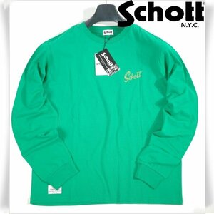 新品1円～★Schott N.Y.C ショット レディース 長袖 イーグル U.S.Aフラッグ ロングスリーブ Tシャツ F フリーサイズ グリーン ◆8611◆