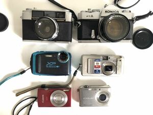 【希少品含】Konica/YASHIKA/Canon/CASIO/FUJIFILM/FT A/minister/中古現状品/一眼レフ/コンパクトデジタルカメラ/6台まとめ