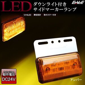 路面を照らす ダウンライト付き LED サイドマーカー アンバー 高輝度アンダーライト 薄型 路肩灯 24V トラック バス ステー付き F-200