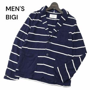 美品★ ESSENTIAL GARMENT メンズビギ 通年 ボーダー ポケット切替 コットン アンコン ジャケット Sz.M　メンズ　A4T01759_2#O