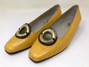 ◆イヴ・サンローラン パンプス 36 23cm レザー 黄色 イエロー レディース 靴 YvesSaintLaurent 中古◆0271