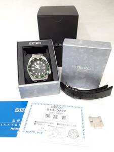 【極美品】☆稼働品☆SEIKO セイコー SBSA107 ５スポーツ 自動巻き 換えベルト付き グリーン ブラック ケース 箱【6435】 