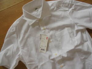 新品 ユニクロ UNIQLO 126057 ドライ イージーケア スリムフィット ドビーシャツ 半袖 S ホワイト メンズ セミワイドカラー ワイシャツ