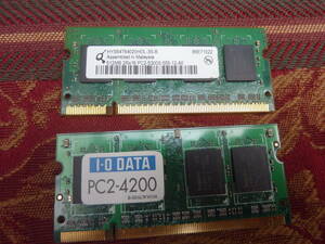 ノートＰＣ用メモリー２枚セット 計 １ＧＢ 512MB SDX533-512M A6B0H1289887 DDR2 + 512MB PC2-5300S-555 