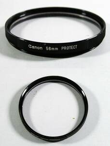 Ｃanon 　(488)　 美品・レンズフィルタ　58mm 　Protector　（紫外線防止、レンズ保護）　キャノン