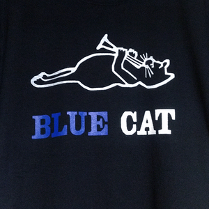 送込【BLUE CAT Records】★のび猫のラッパ吹き★ブラック★S~XLサイズ