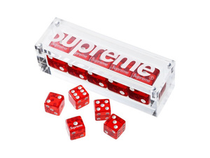 希少★新品本物【赤】★Dice Set ダイスセット Box Logo サイコロ ロゴ入りクリアケース 正規店購入 シュプリーム 限定品 入手困難 Supreme