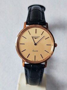 稼働品 ロンジン メンズ腕時計 ゴールド文字盤 新品電池 8327 LONGINES 裏蓋刻印有り