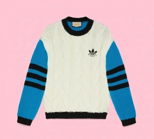 新品同様 半額 国内正規 23ss グッチ アディダス GUCCI adidas トレフォイル セーター スリーストライプ ジャージ ジャンパー カーディガン