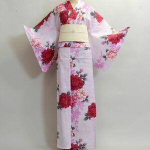 浴衣 単品 仕立て上がり 女性用 百花斉放 綿100％ 芍薬 花柄 花火や夏祭りに 新品（株）安田屋 NO14524