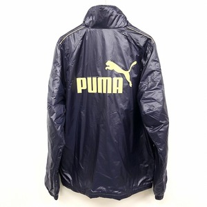 PUMA プーマ O XL メンズ 若干薄手 中綿 ジップアップ ジャケット ブルゾン ラグラン 長袖 ナイロン100% ネイビー×ベージュゴールド系 紺