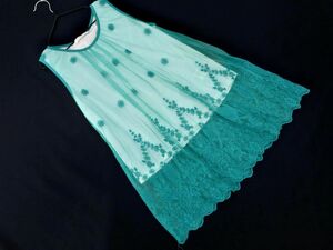 CECIL McBEE セシルマクビー チュール 刺繍 ノースリーブ カットソー sizeM/白ｘ緑 ■◆ ☆ efa3 レディース