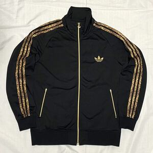 美品 限定 adidas オリジナルス 黒 豹柄 レオパード トラックジャケット ジャージ O トラックトップ トレフォイルロゴ アディダス 正規品