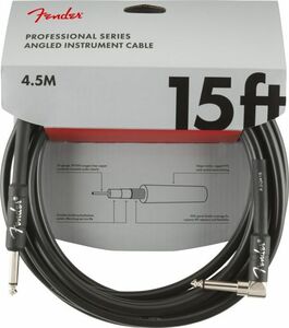 Fender フェンダー Professional Series 楽器用ケーブル シールド　4.5m ギターケーブル Instrument Cables Straight/Angle, 15ft Black