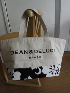 税不要特価 新品 正規品!DEAN＆DELUCA ディーン＆デルーカ ハワイ限定 花柄 ハイビスカス柄 大きめロゴ トートバッグ♪エコバッグ④ 