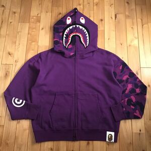 ★XL★ Giant shark full zip hoodie a bathing ape BAPE purple camo シャーク パーカー エイプ ベイプ アベイシングエイプ 迷彩 jpz1