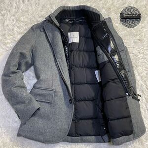 極美品!! モンクレール 『上級紳士の一着』 MONCLER CLAUDE ダウンジャケット テーラード ライナー スタンドカラー ウール グレー 0 メンズ