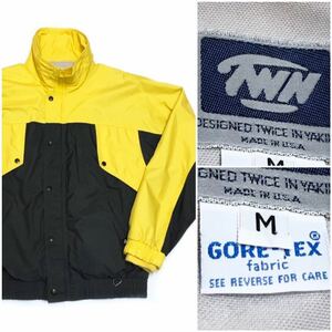 GORETEX USA製 80’s 90’s TWN ヴィンテージ ナイロンジャケット ゴアテックス 黄色 イエロー チャコール ツートン M ECWCS 白タグ