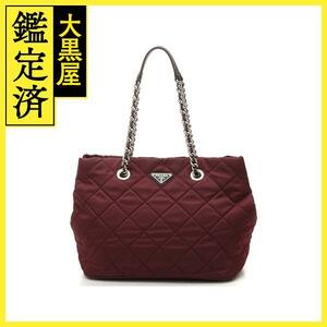 PRADA プラダ ２wayチェーンショルダートート ボルドー ナイロン/サフィアーノ 1BG740【207】2148103620584