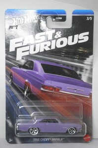 ◎ホットウィール ワイルドスピード 1966 CHEVY IMPALA シェビー　インパラ FASTA＆FURIOUS ゆうパケットでの発送限定　※普通郵便発送不可